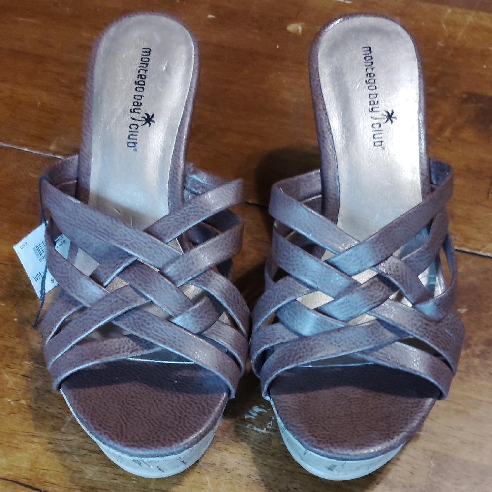 Montego Bay Club Brown Mules with Woven Design